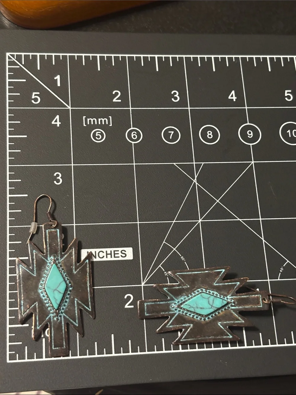 Southwestern Blue Turquoise  Color Accented Silver Hoop & Dangle Earring